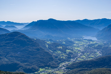 View from the Katrin. The Katrin is a mountain in Upper Austria near Bad Ischl and belongs to the Katergebirge