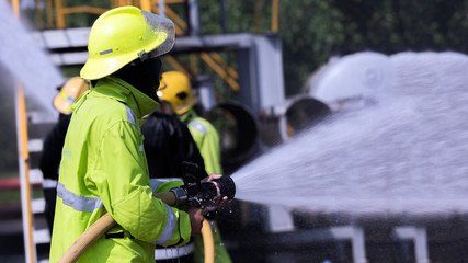 firefighters helped stop the fire. Fire in the Industrial Factory.