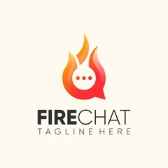 fire chat logo design vector. with the concept of full color and minimalism.