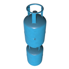 Gas cylinder lpg tank gas-bottle. Propane gas-cylinder balloon. Cylindrical container with liquefied compressed gases with high pressure and valves 3d render isolated on white background