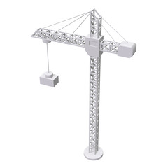 Tower construction building crane. 3d render low poly isolated on white background