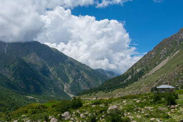 Fototapeta na wymiar Chitkool Village in Sangla Valley In Himachal Pradesh,India