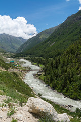 Naklejka na ściany i meble Glacier River In Himachal Pradesh,India
