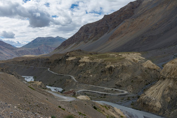 Bride on Spiti River near kaza  in Spiti Valley,Himachal Pradesh,India