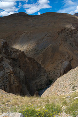 Deep Valley and Glacier river in Kibber,Spiti Valley,Himachal Pradesh,India