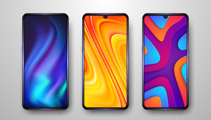 Abstract, modern mobile phone screen wallpaper with three option. Eps10 vector background.