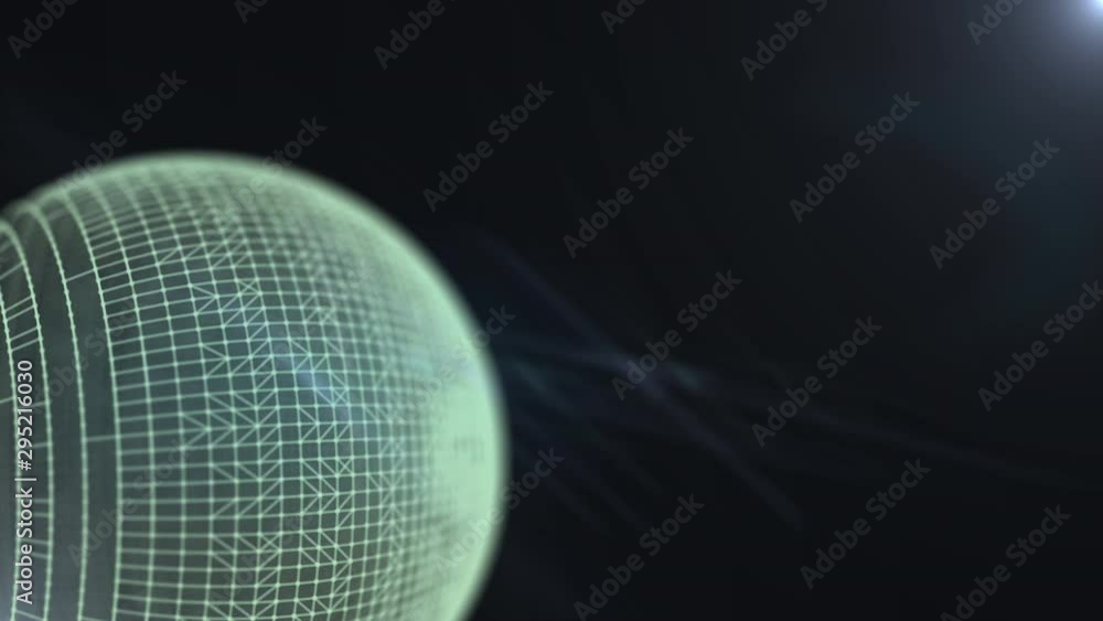 Poster abstract satellite orbiting and illuminating in dark space.