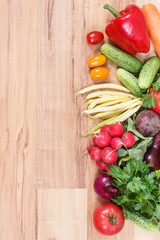 Vegetables containing minerals and vitamins. Best food for slimming and dieting. Copy space for text