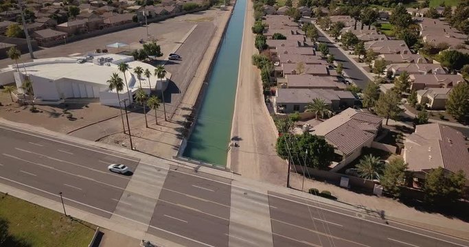 Drone fly across neighborhood levine