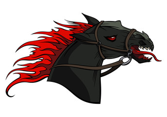 Hellish horse, monstrous creature, vector illustration