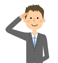 ビジネスマン　敬礼