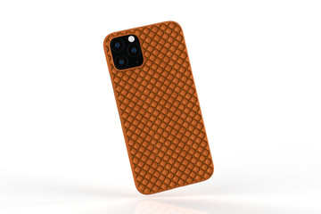 Phone case on isolated white background. Mobile cover for montage or your design. 3d illustration