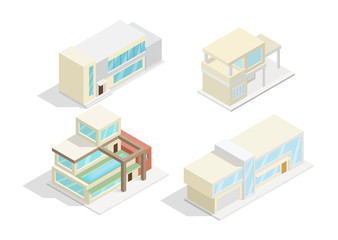 Vector isometric icon set or infographic elements representing modern houses