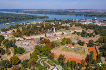 Aerial view of the Belgrad Kalesi, Damad Turbe, Sahat Kula clock tower, bastions and fortifications...