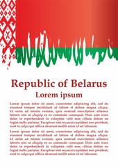 Flag of Belarus, Republic of Belarus. Template for award design, an official document with the flag of Belarus and other uses. Bright, colorful vector illustration.