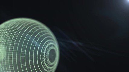 Electronic circuit sphere futuristic server code processing in dark space. - Powered by Adobe