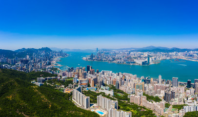 Obraz premium Top view of Hong Kong city