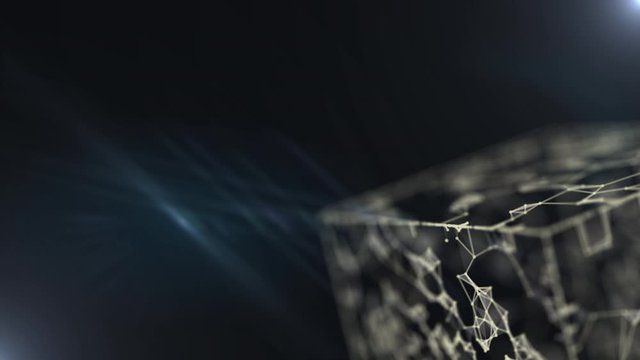 3D cube with binary code network abstract video background.