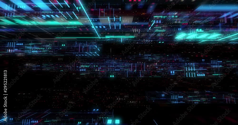 Poster seamless loop global connection business cloud computing service, ig data visualization. blockchain.