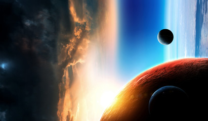 Abstract planets and space background