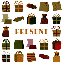 Fototapeta premium クリスマスカラーのプレゼントセット