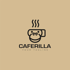 logo caferila, line artstyle of cup coffe vector