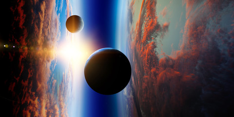 Abstract planets and space background