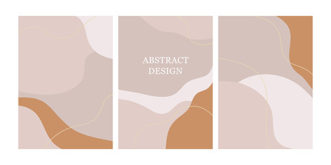 Set of modern design template with abstract organic shapes in pastel colors. Minimal stylish background for brochure, flyer, banner, poster and branding design. Vector illustration