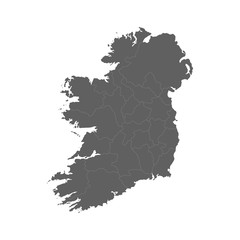 Vector illustration of grey Ireland map. Vector map. 