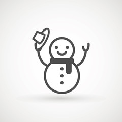 Snowman icon vector illustration on white background for Christmas design. Snowman xmas icon.