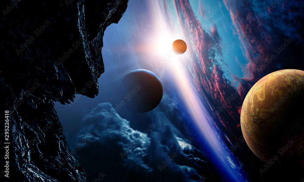 Poster abstract planets and space background