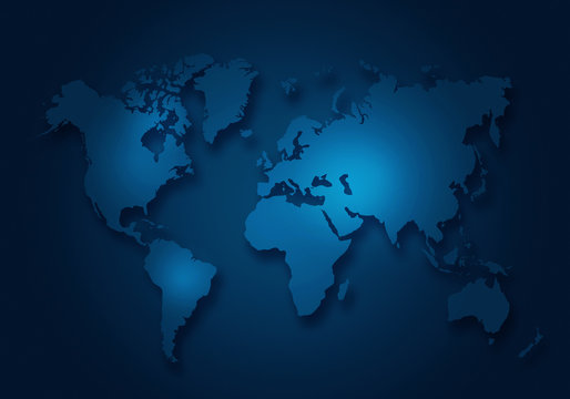 World digital outlined map background
