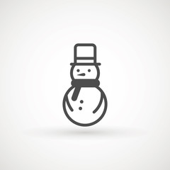 Snowman icon vector illustration on white background for Christmas design. Snowman xmas icon.