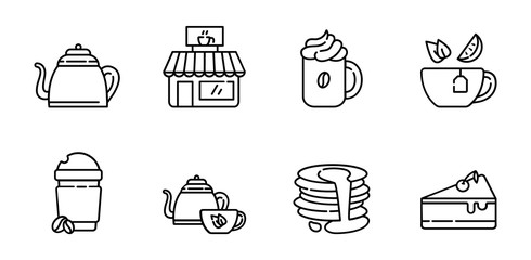 Tea Coffee Outline Icons 