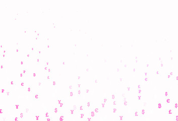 Light Pink vector background with signs of currency.