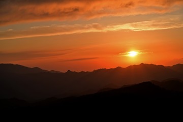 大台ケ原山でみた幻想的な夕焼けの情景