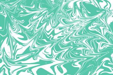Abstract fluid art with green and white background. Digital art drop, horizontal