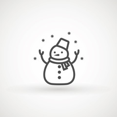 Snowman icon vector illustration on white background for Christmas design. Snowman xmas icon.