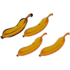 Four Yellow Bananas - Cartoon Vector Image