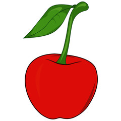Ripe Red Cherry - Cartoon Vector Image
