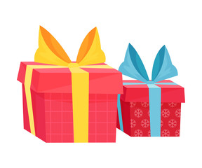 Holiday Related Box With Presents And Surprises Wrapped In Colorful Paper