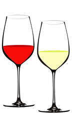 赤と白のワイングラス