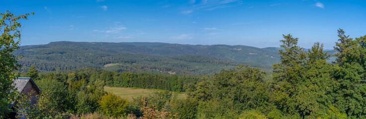 Obraz premium Mount St. Odile, France - 09 18 2019: On the road in the Wine route. Panoramic view of from the abbey