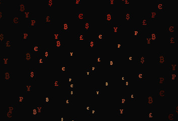 Fototapeta na wymiar Dark Red, Yellow vector background with signs of currency.