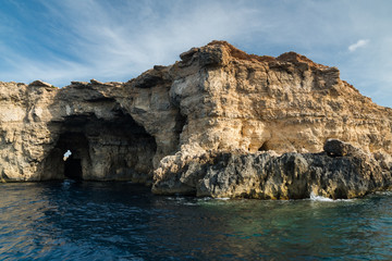 Fototapeta na wymiar Beautiful Rock Formations near the Maltese Blue Lagoon
