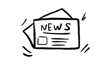 Newspaper, Ad, Paper, Headline icon. Flat. Hand drawn
