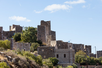 Fototapeta premium Stone old tower house on Mani, Greece.