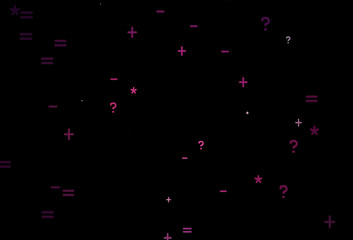 Dark Pink vector texture with mathematic symbols.