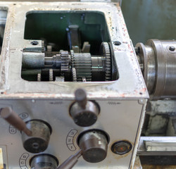 Preventive machine maintenance and retrofit in machine shop.Spindle shaft gear and bearing, parts in head stock of lathe machine.