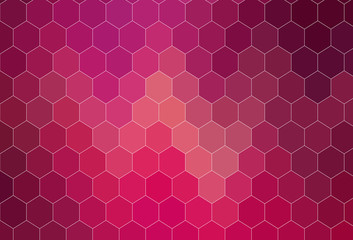 Fototapeta premium Light Pink vector backdrop with hexagons.